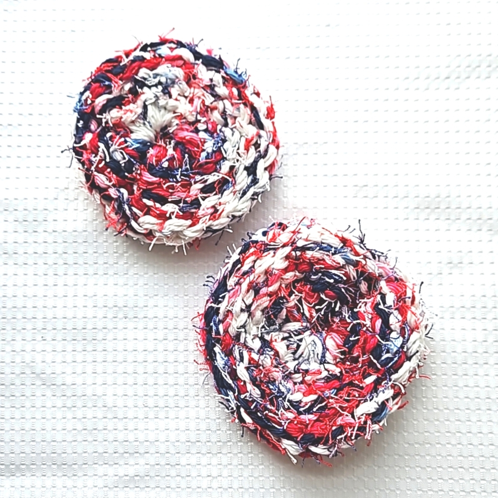 Eco-Friendly Vegetable All Purpose Scrubby Sponge Set of 2 Red White Blue